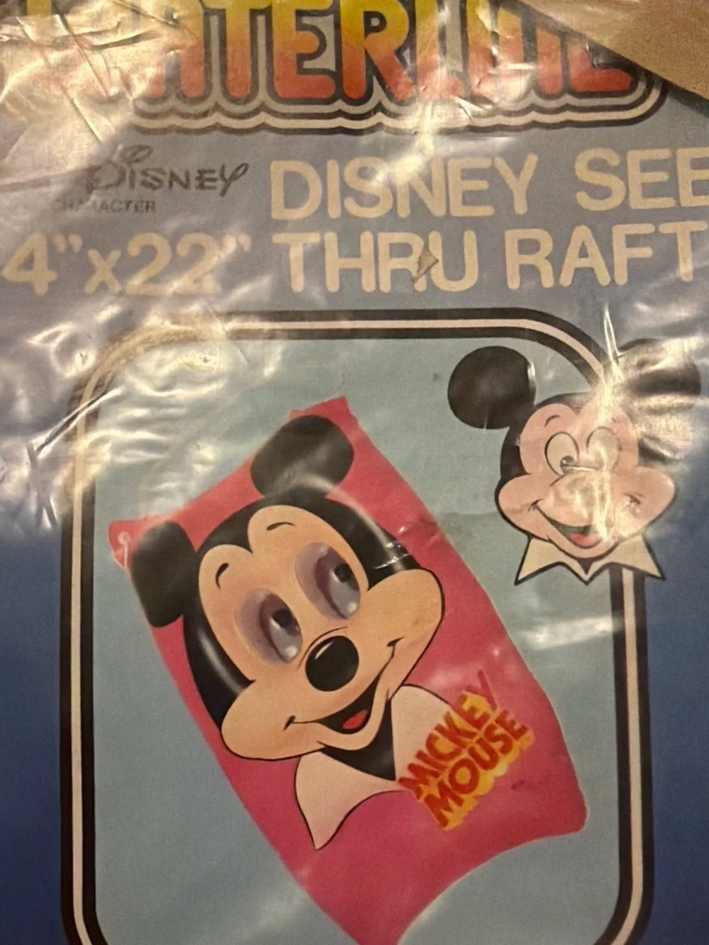 VTG Ideal Toy WATERLINE Disney Mickey Mouse See Thru Raft NOS Sealed 1982 RARE